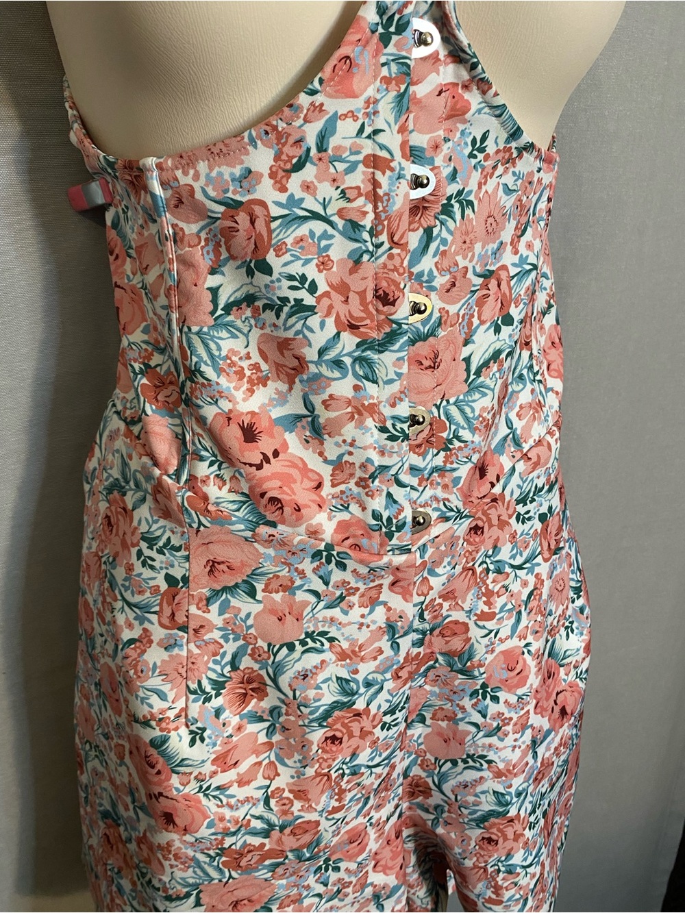 Lavish Alice Coral Pink & Teal Floral Romper